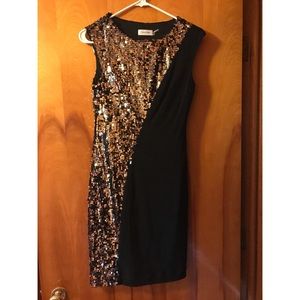 Calvin Klein Black & Bronze Sequin Dress, Size 2